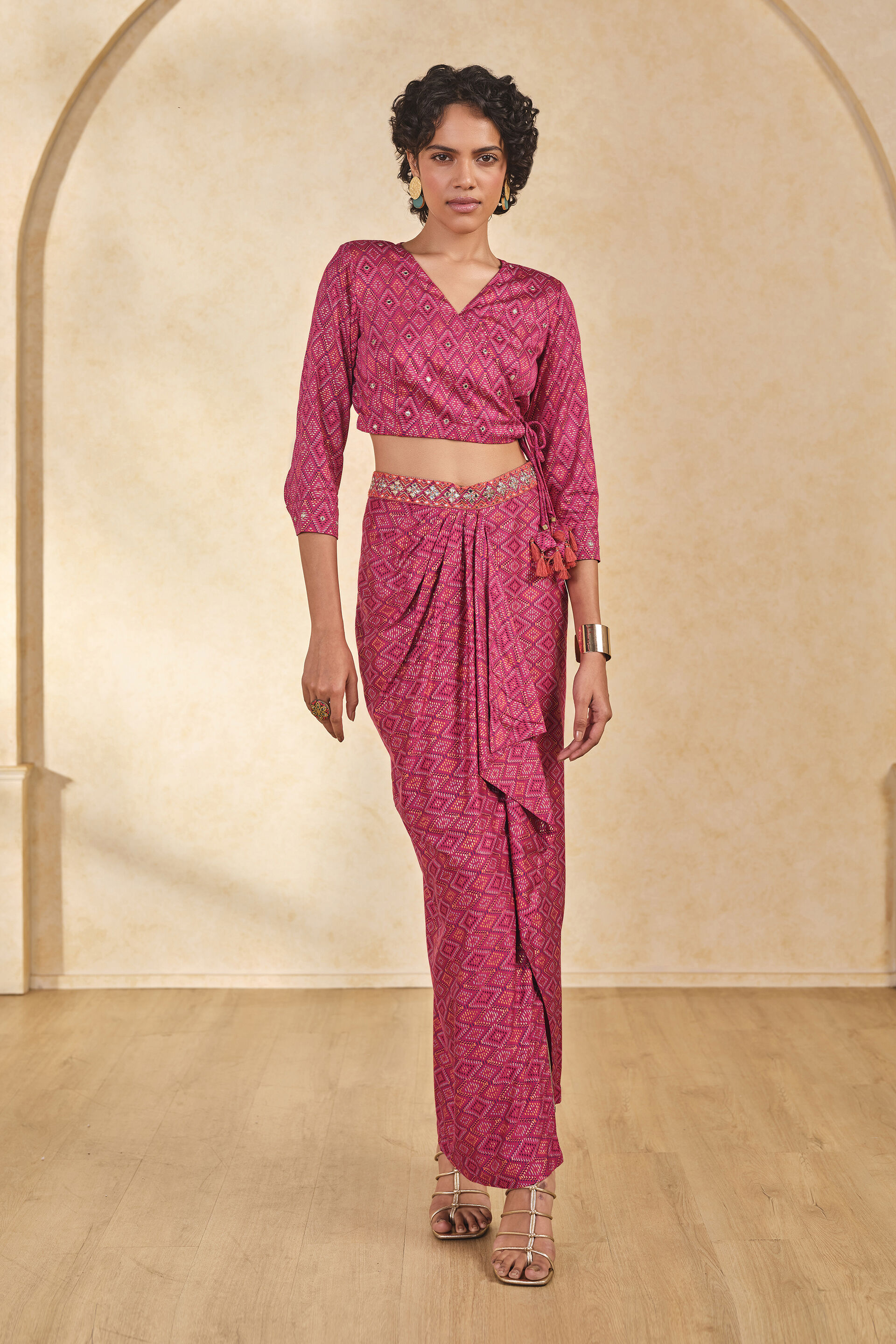 Gul Geometric Co-ords Set, Pink, image 2